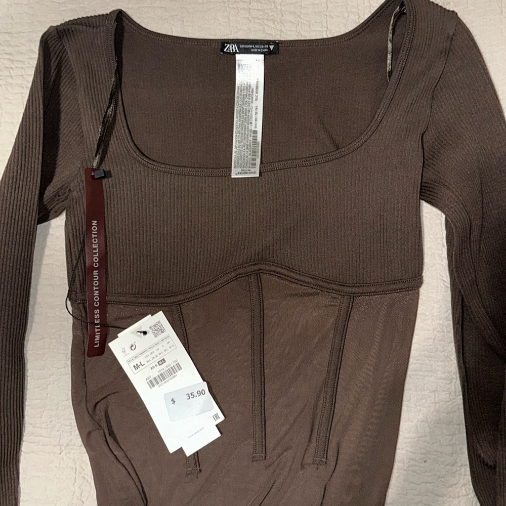 zara brown bodysuit